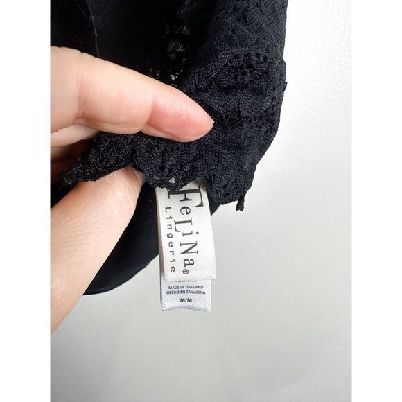 Felina Lingerie Long Line Lace Bralette Black Medium Womens - Picture 4 of 6